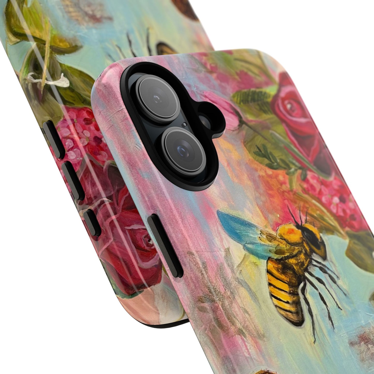 Whispering Necter - Tough Cases, Cute Phone Cover, Nature Lover Gift, Vibrant Floral Design, Bee Art