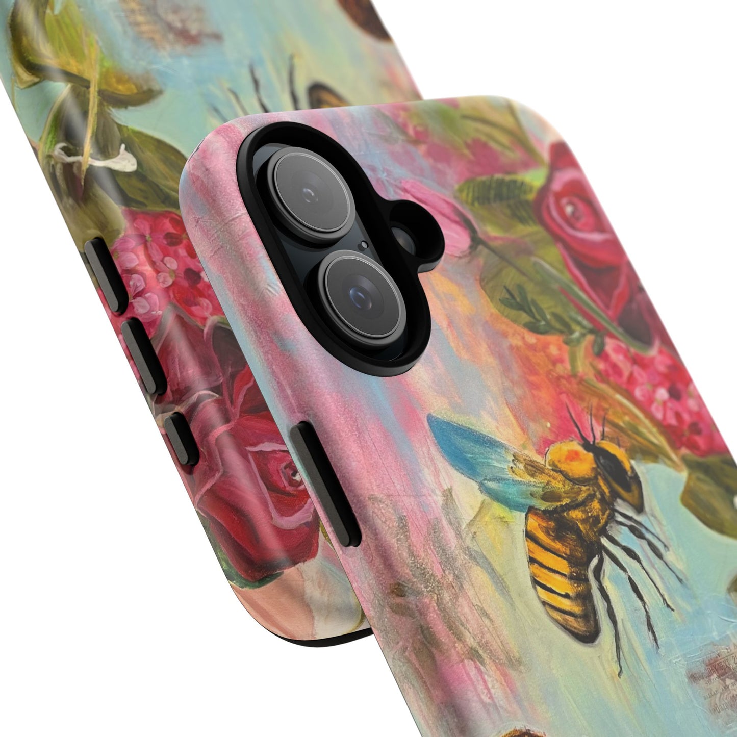 Whispering Necter - Tough Cases, Cute Phone Cover, Nature Lover Gift, Vibrant Floral Design, Bee Art
