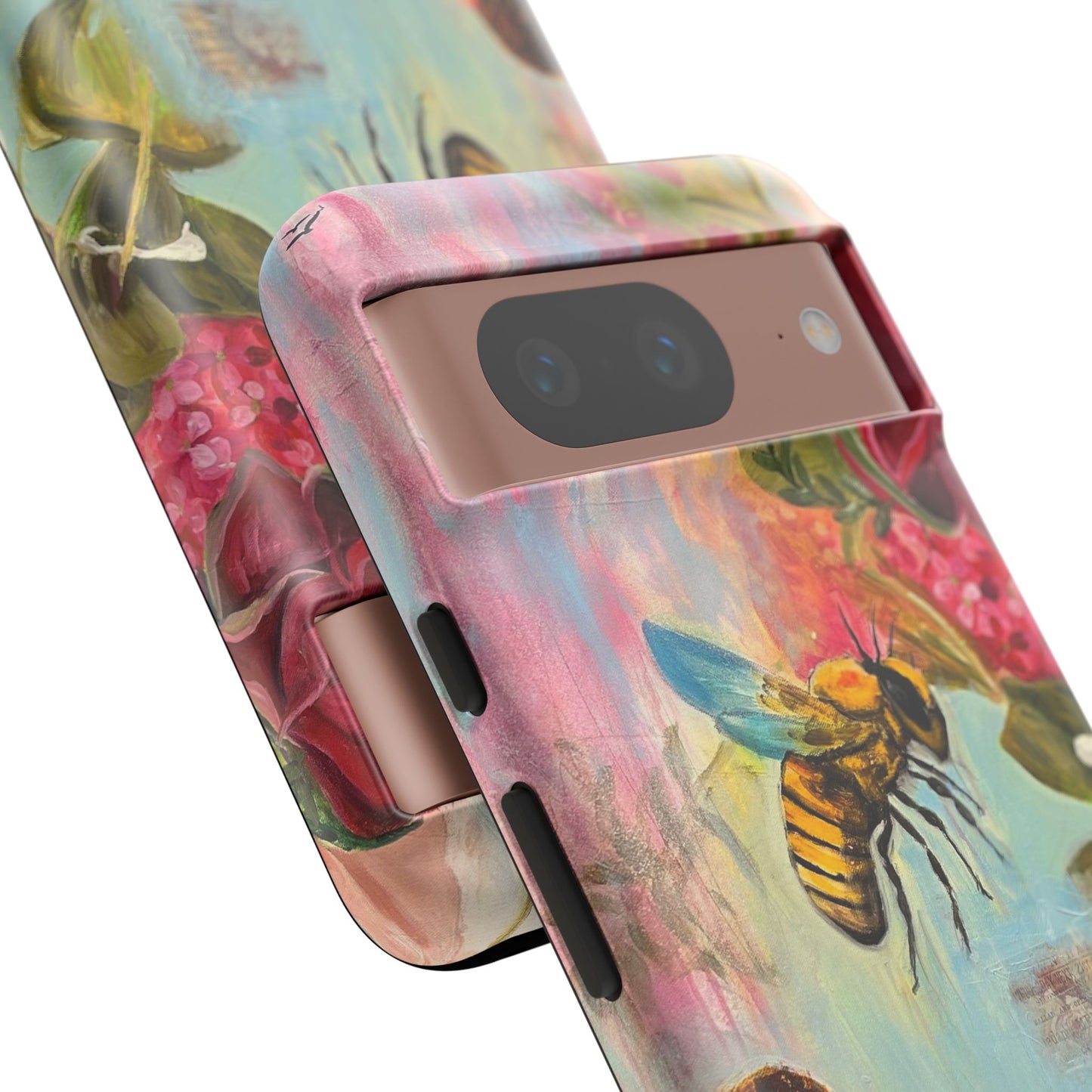 Whispering Necter - Tough Cases, Cute Phone Cover, Nature Lover Gift, Vibrant Floral Design, Bee Art