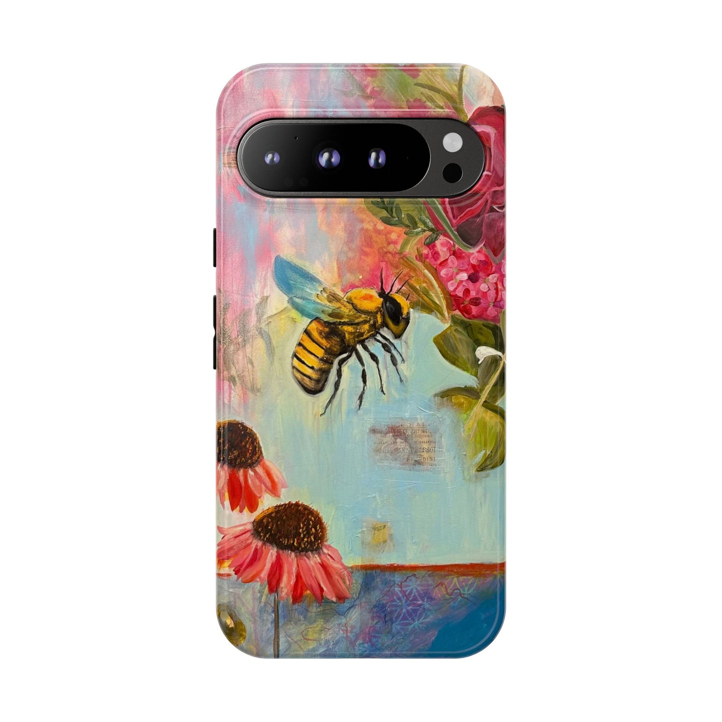Whispering Necter - Tough Cases, Cute Phone Cover, Nature Lover Gift, Vibrant Floral Design, Bee Art
