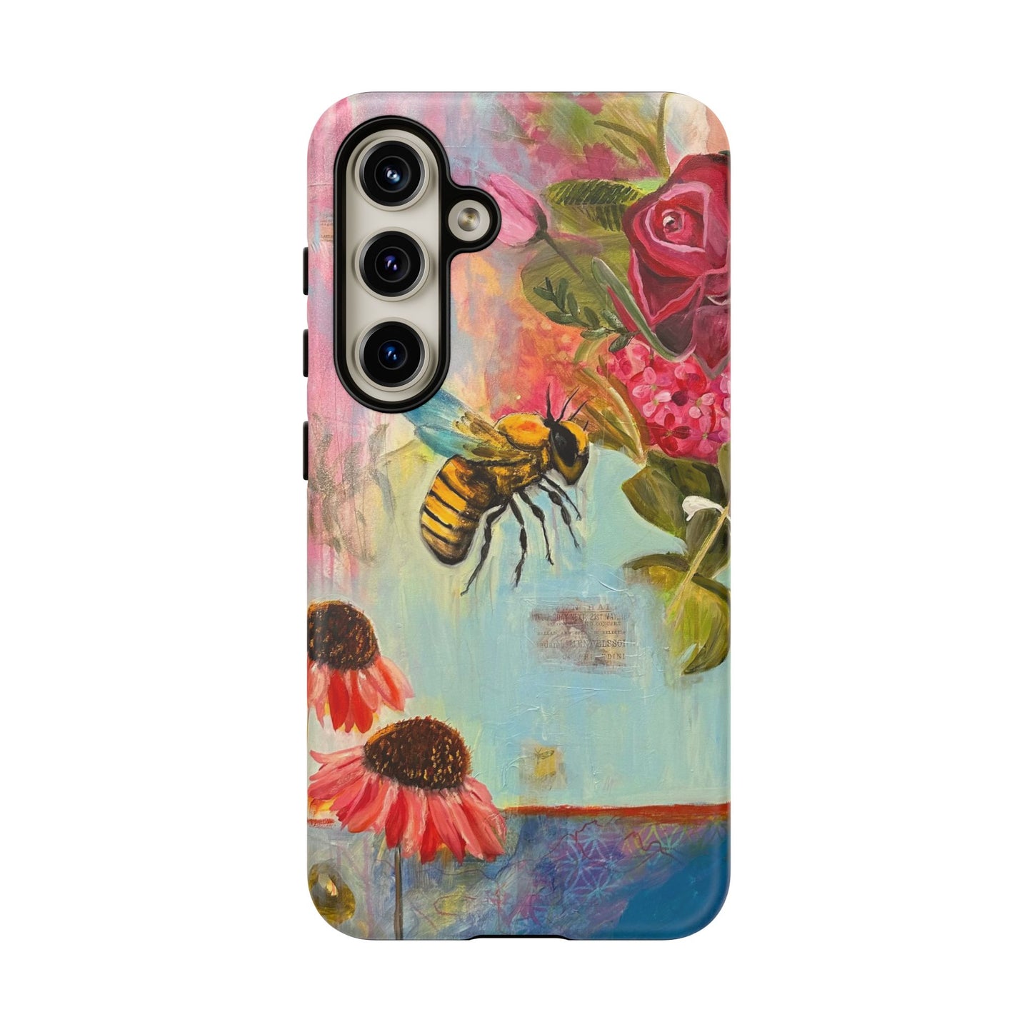 Whispering Necter - Tough Cases, Cute Phone Cover, Nature Lover Gift, Vibrant Floral Design, Bee Art