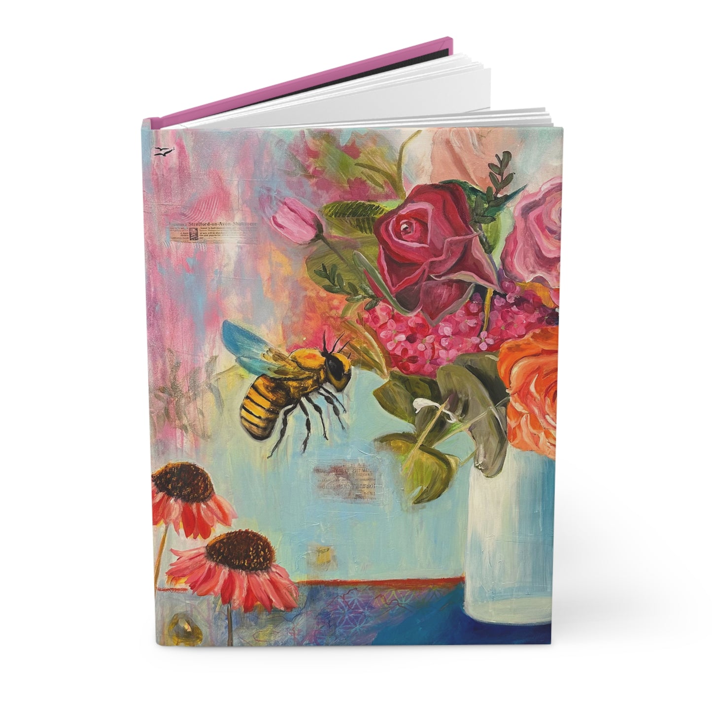 Whispers of Nectar Hardcover Journal, Vibrant Art Journal for Writers, Gift for Nature Lovers, Floral Notebook, Flower-Themed Diaries