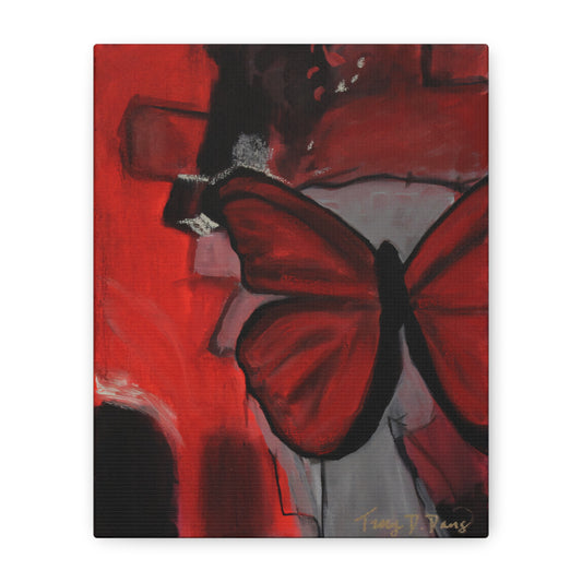 Red Butterfly Art Canvas Print, Home Decor, Wall Art, Gift for Art Lovers, Stylish Gallery Wrap, Inspirational Room Decoration