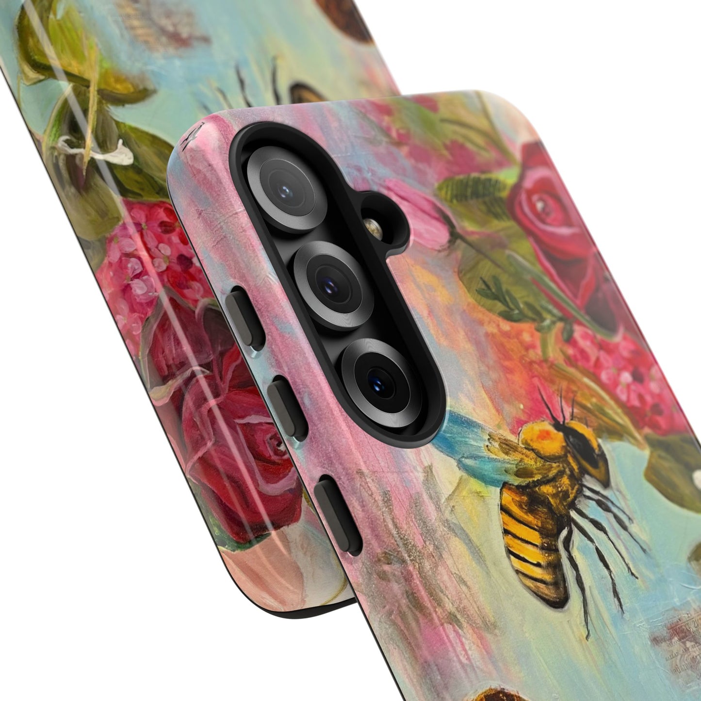 Whispering Necter - Tough Cases, Cute Phone Cover, Nature Lover Gift, Vibrant Floral Design, Bee Art