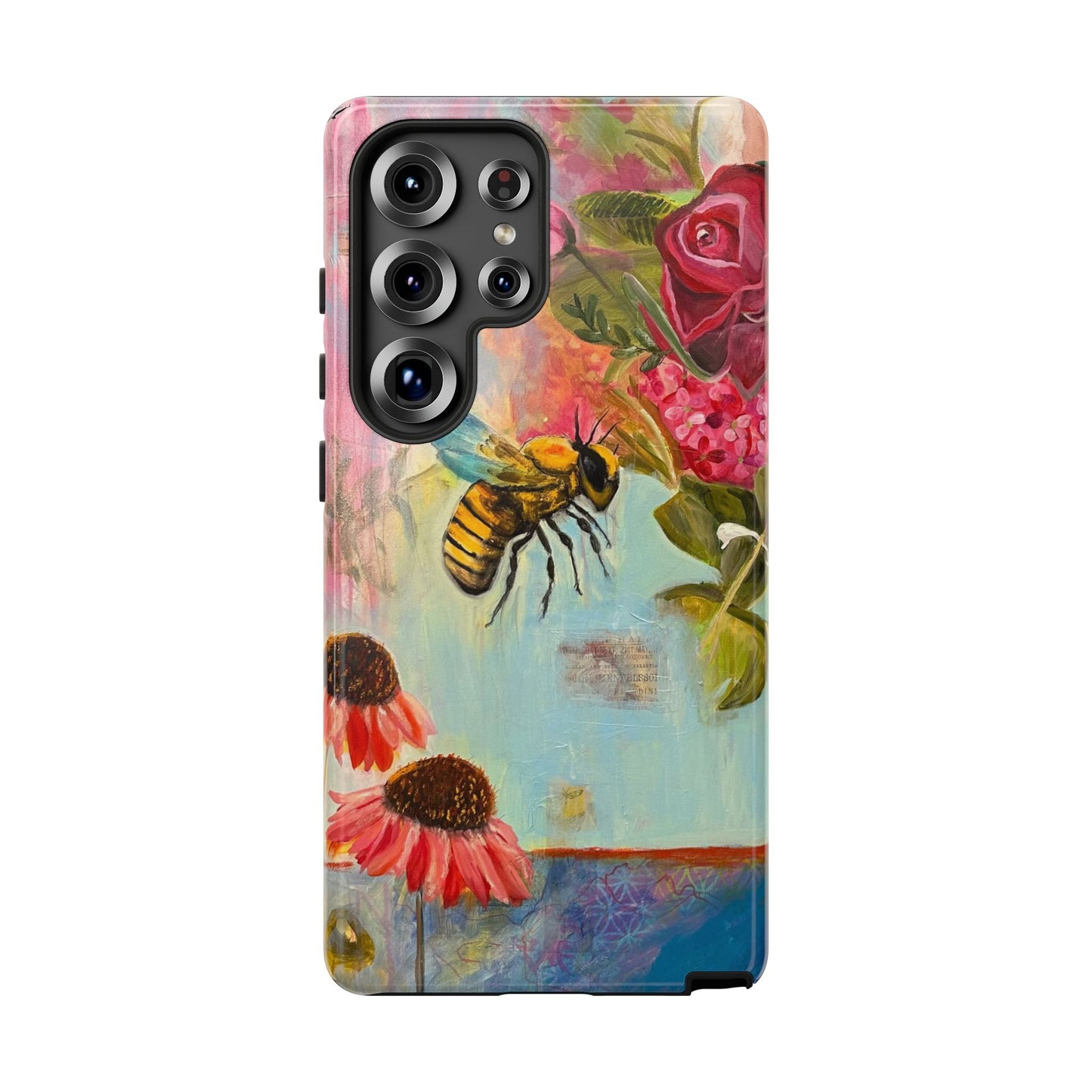 Whispering Necter - Tough Cases, Cute Phone Cover, Nature Lover Gift, Vibrant Floral Design, Bee Art