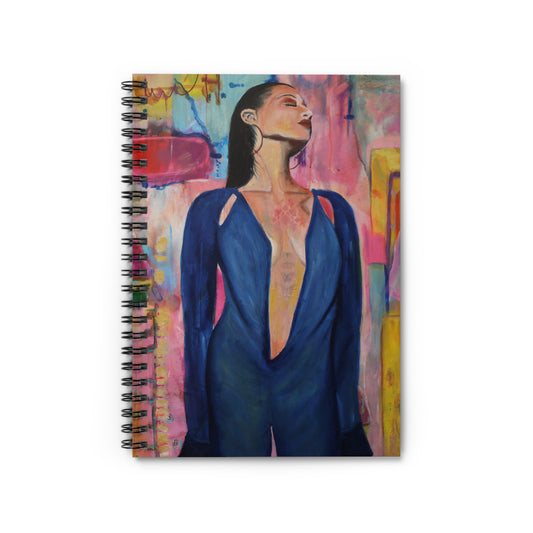 Lady in Blue Spiral Notebook - Ruled Line