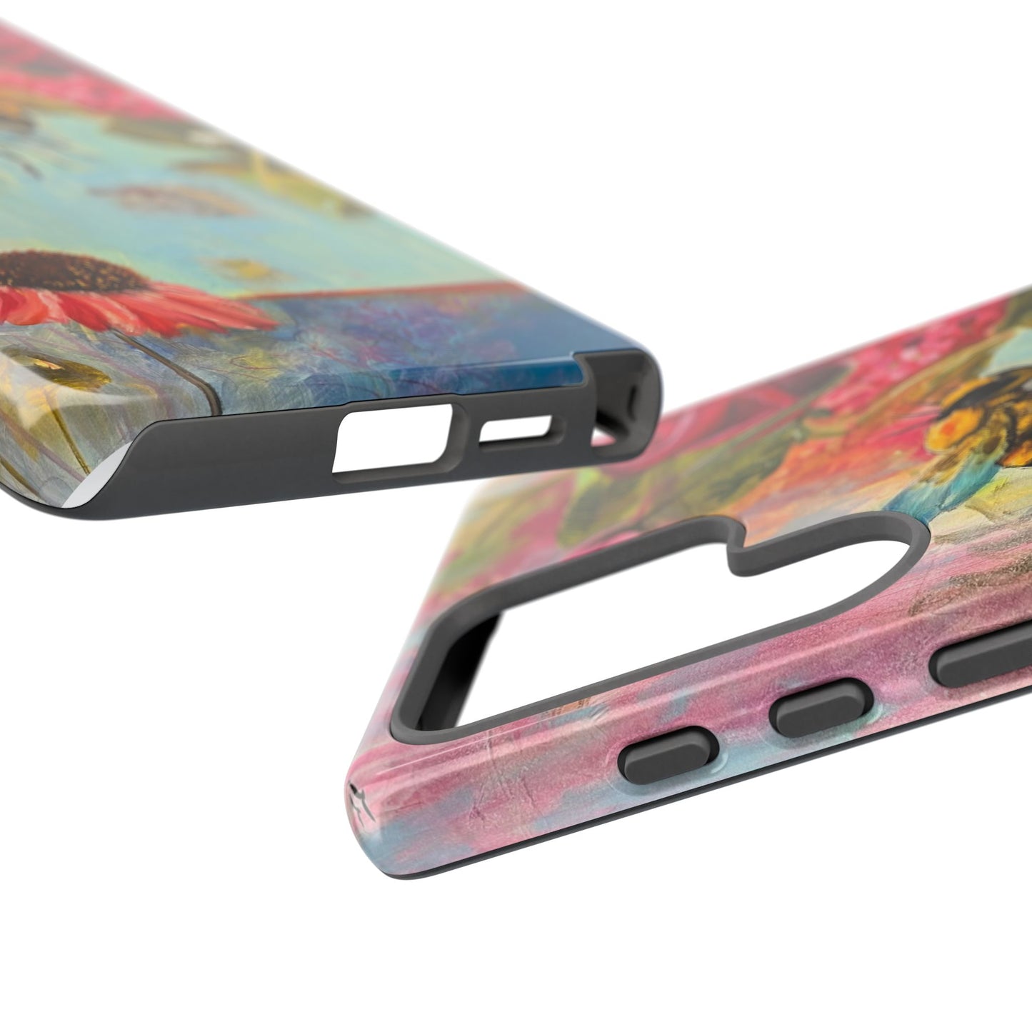 Whispering Necter - Tough Cases, Cute Phone Cover, Nature Lover Gift, Vibrant Floral Design, Bee Art