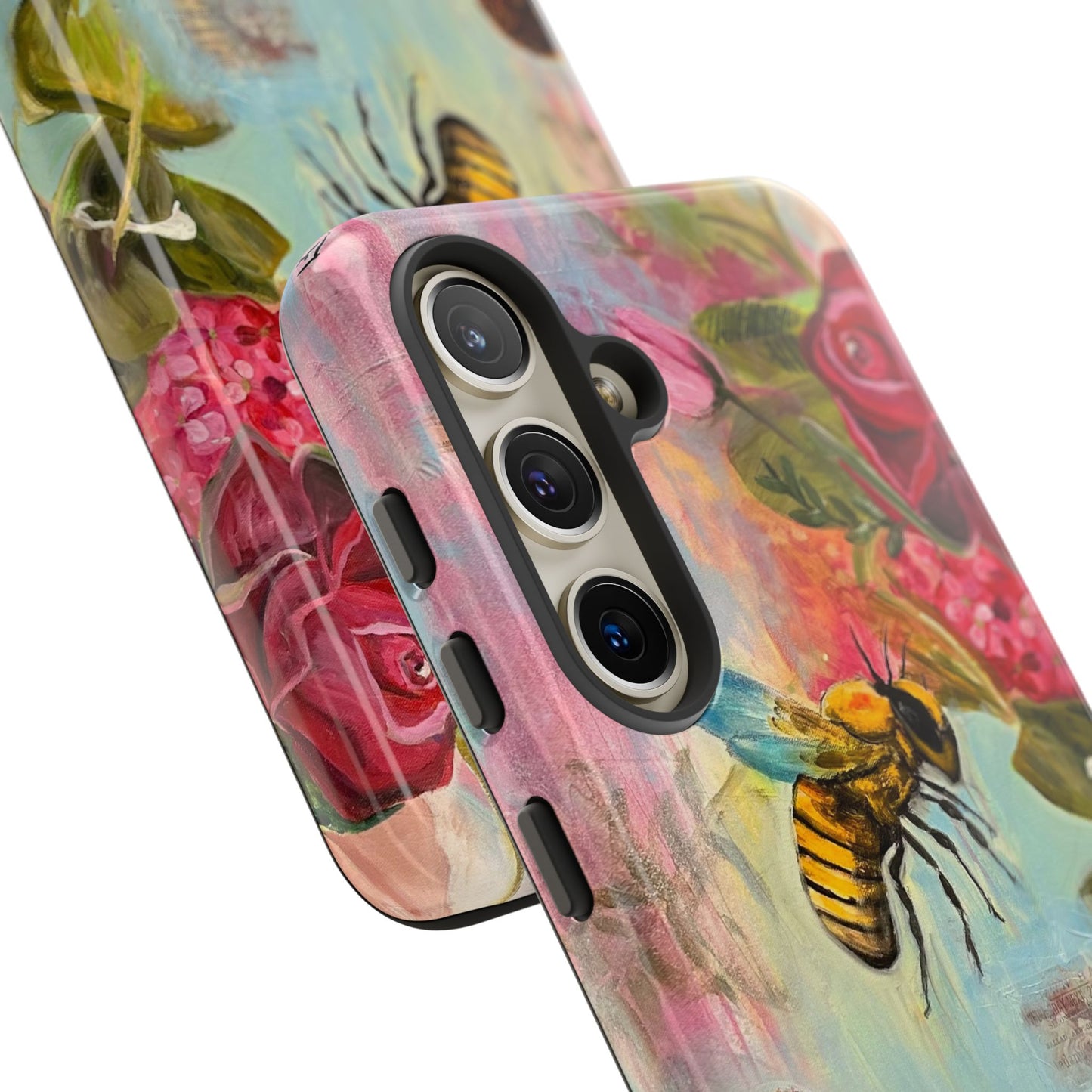 Whispering Necter - Tough Cases, Cute Phone Cover, Nature Lover Gift, Vibrant Floral Design, Bee Art
