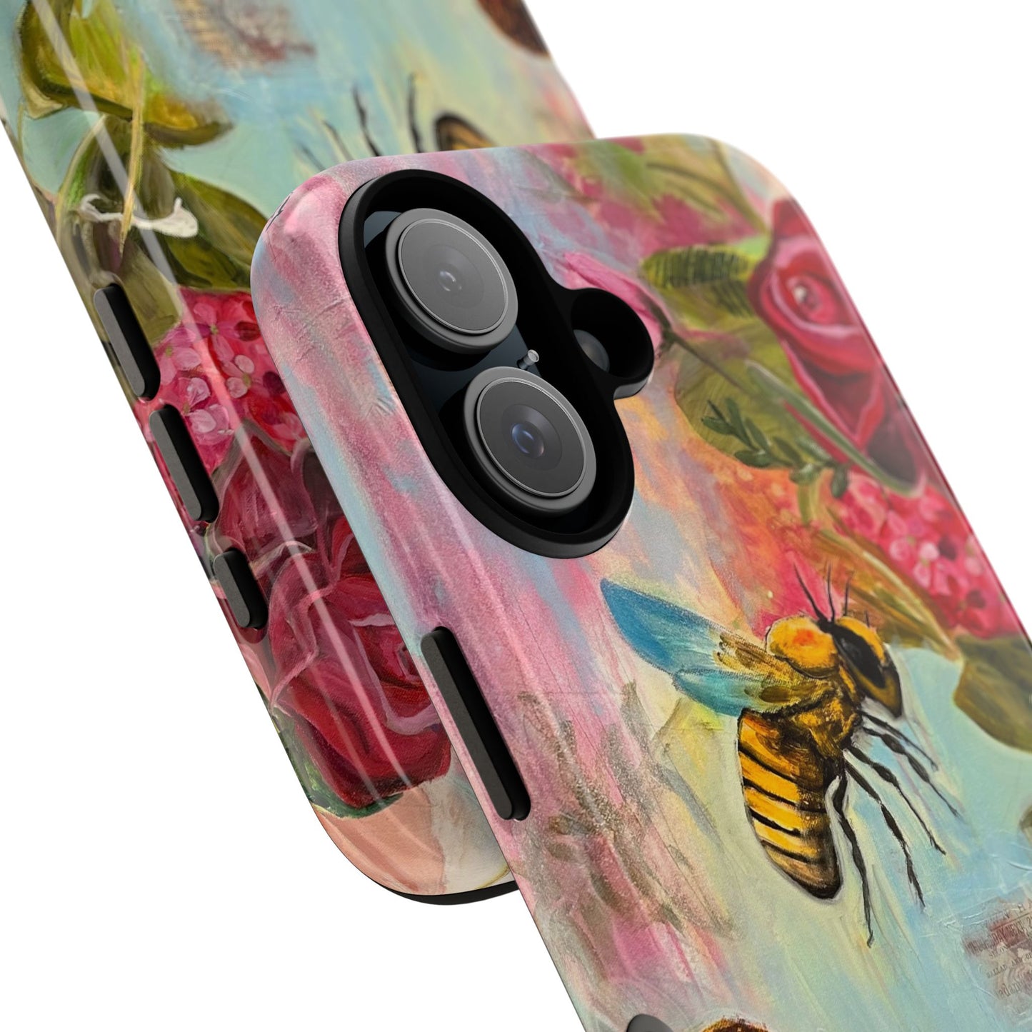 Whispering Necter - Tough Cases, Cute Phone Cover, Nature Lover Gift, Vibrant Floral Design, Bee Art