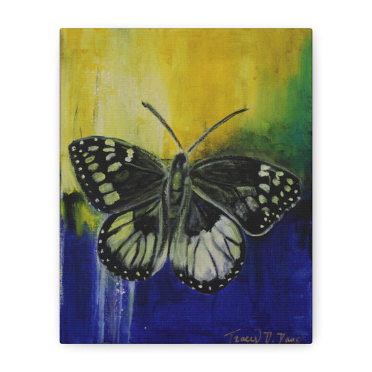 Blue Yellow Butterfly Print Wall Art, Matte Canvas Print, Home Decor, Nature Lover Gift, Art for Kids Room, Colorful Butterfly Artwork