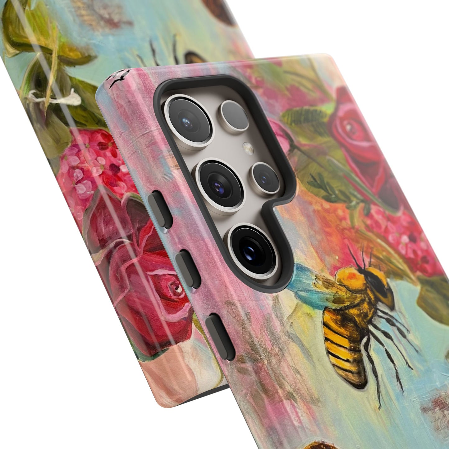 Whispering Necter - Tough Cases, Cute Phone Cover, Nature Lover Gift, Vibrant Floral Design, Bee Art