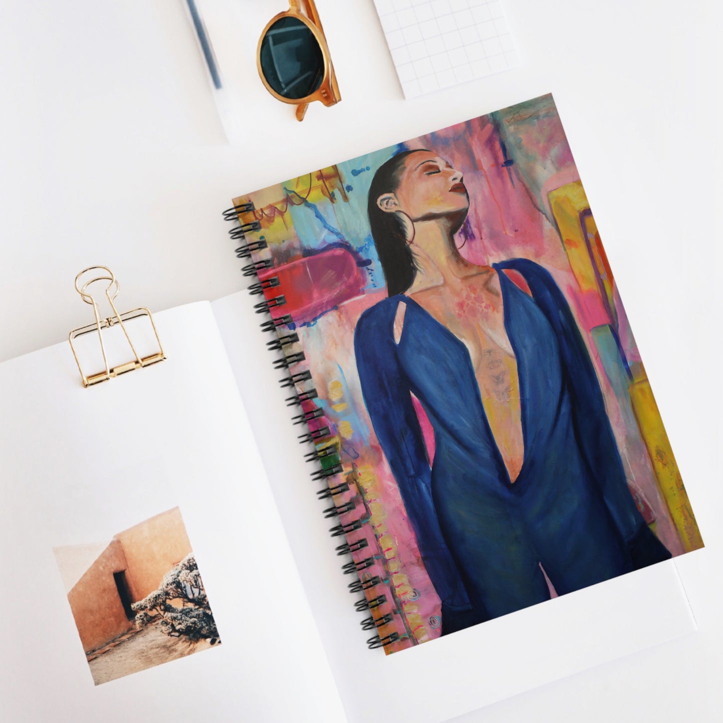 Lady in Blue Spiral Notebook - Ruled Line