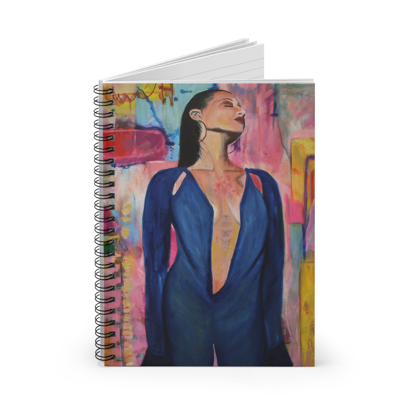 Lady in Blue Spiral Notebook - Ruled Line